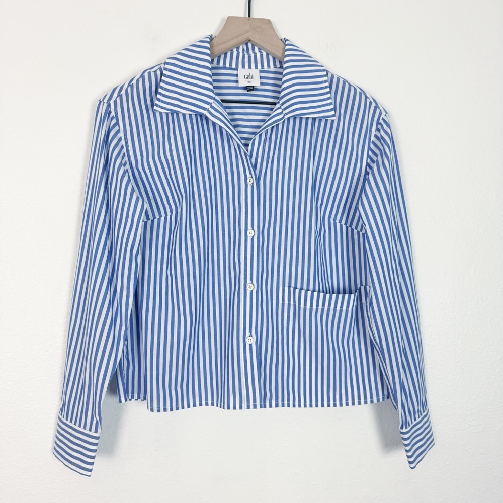 CAbi 6085 Prep School Blue Stripe Button Up Shirt Size XS EUC! - Picture 5 of 13